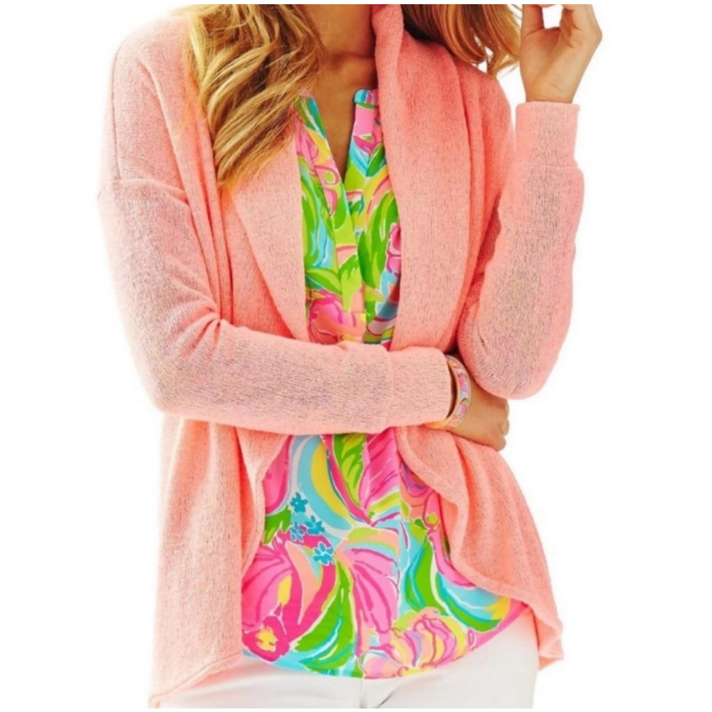 LILLY PULITZER women’s coral pink Martha draped cardigan